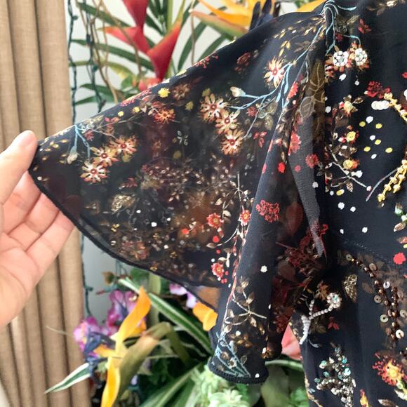 NEW Modcloth Embellished To Perfection Beaded Floral Dress in Black - Picture 6 of 15